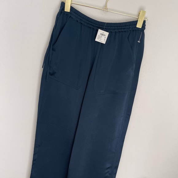CLUB MONACO Satin “Pijama” Wide Leg Lounge Pants In Blueberry Sz XS NWT - Picture 9 of 9